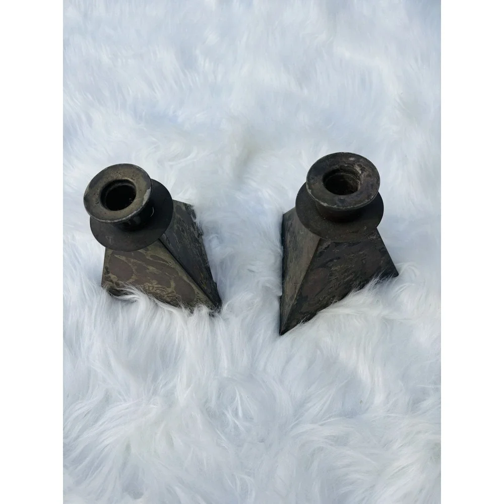 Benedict Studios Arts & Crafts Mission Viking Silver Candle Sticks Set Of‎ 2